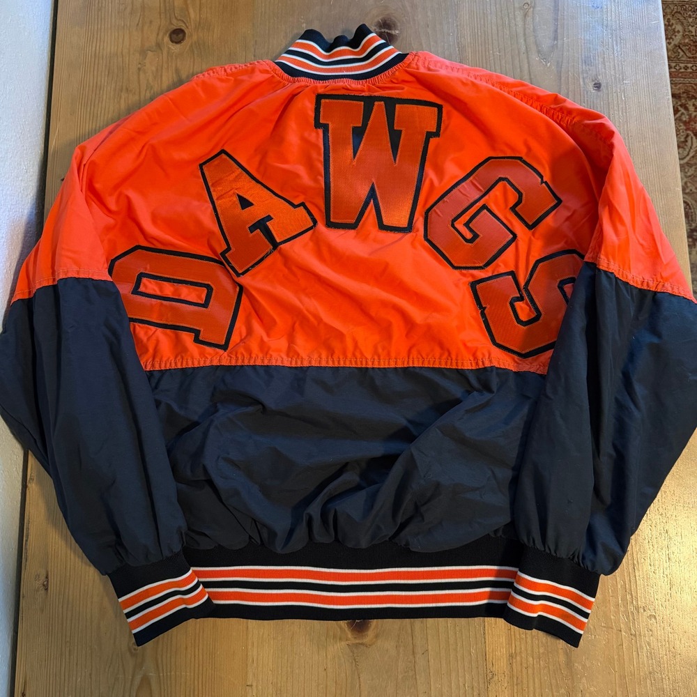 Vintage West Wind Dawgs Bomber Jacket Orange Black Varsity XL Made in USA